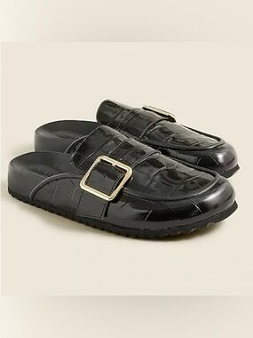 J. Crew Marlow Clogs in Croc-Embossed Leather